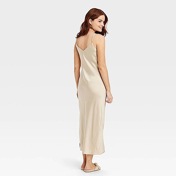 A New Day Cream Midi Satin Slip Dress - Picture 2 of 4